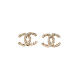 Chanel Coco Logo Bronze Rhinestone Earrings